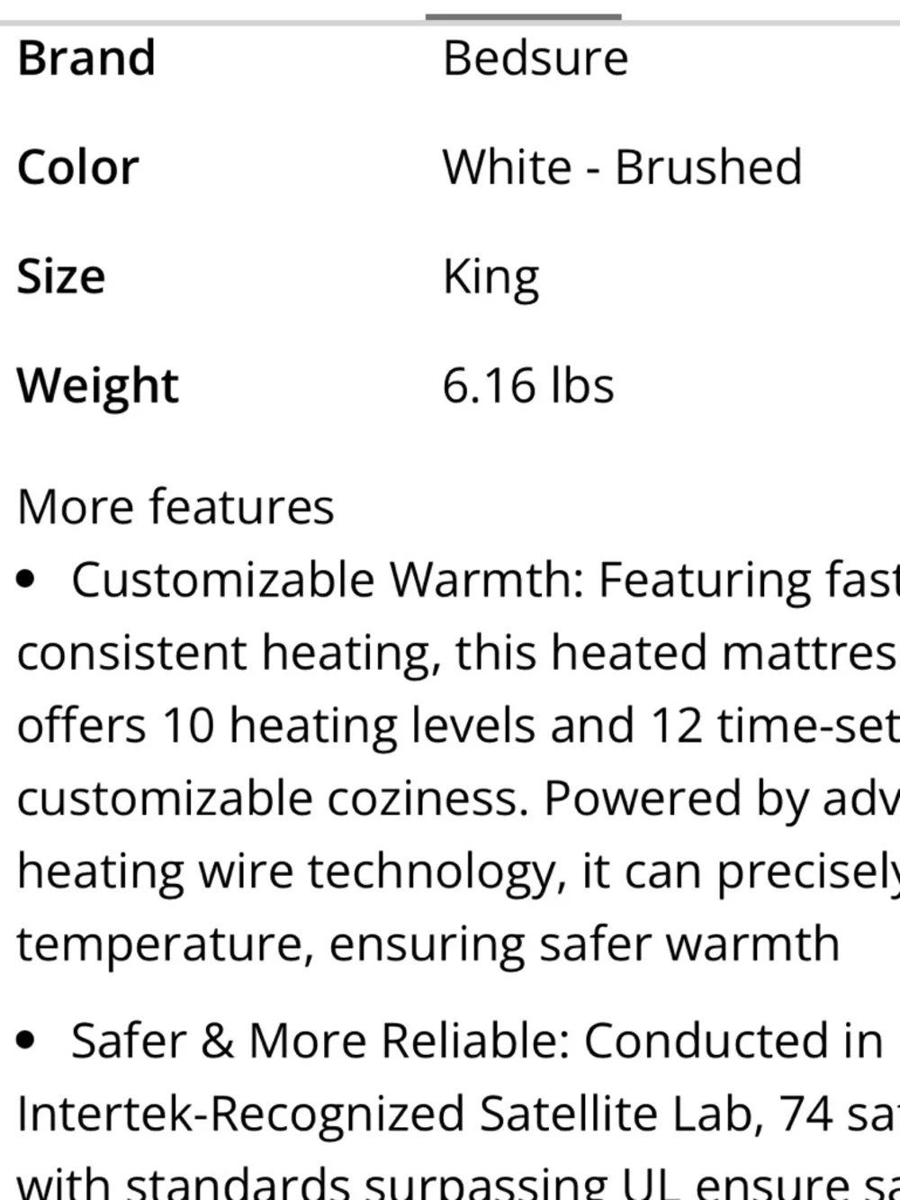 Heated Mattress Pad Dual Remotes White KING